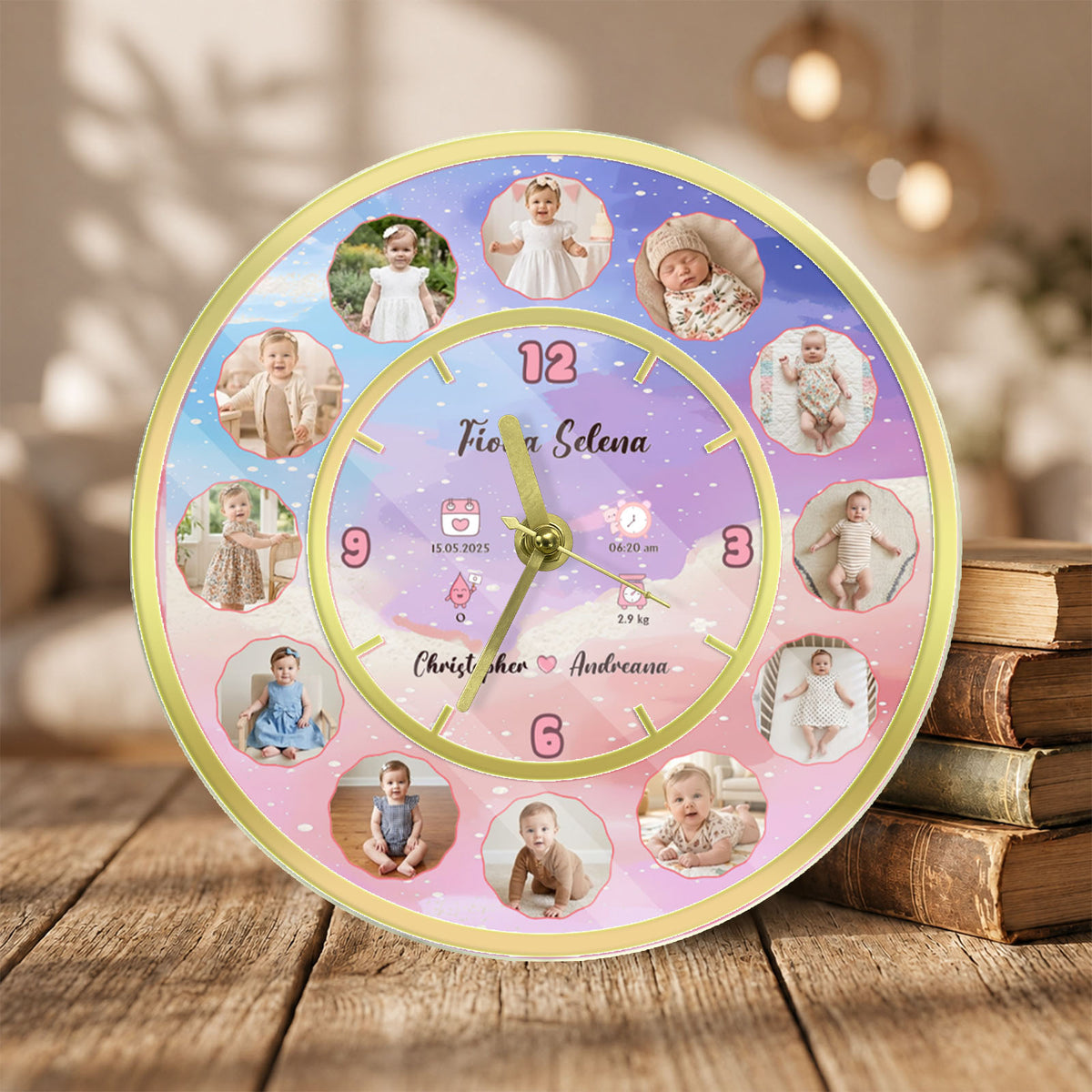 Custom Photo Baby Clock - Photo Wall Clock, Baby Gift for Nursery, Birthday