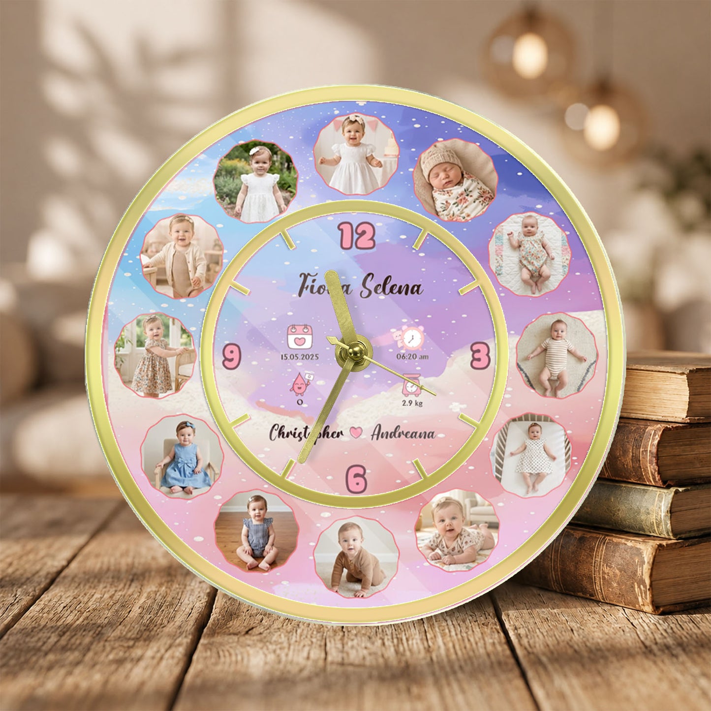 Custom Photo Baby Lock - Photo Wall Clock, Baby Gift for Nursery, Birthday, Baby Shower, or Newborn Keepsake