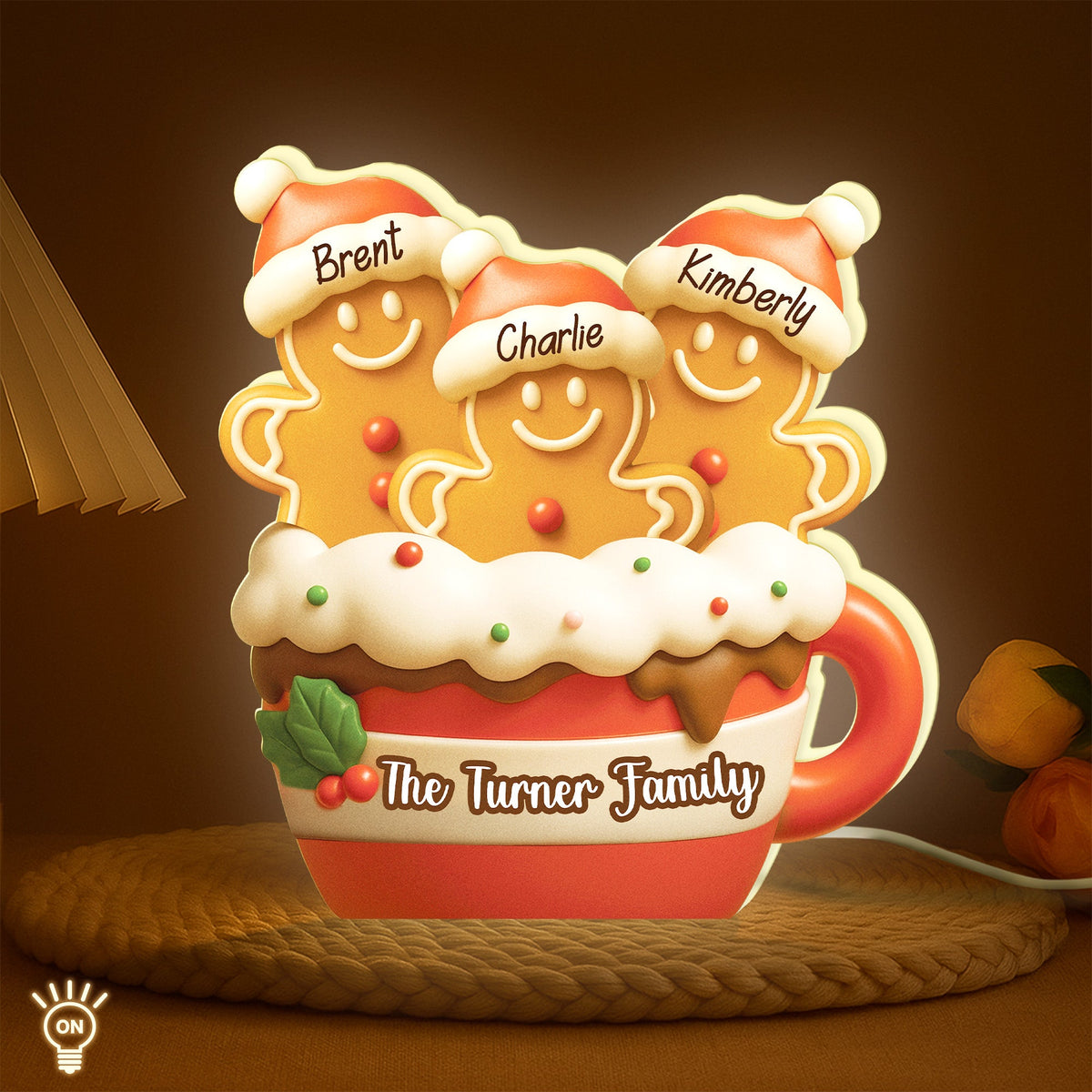 Personalized Gingerbread Christmas Light Box - Cute Holiday Decor For Family