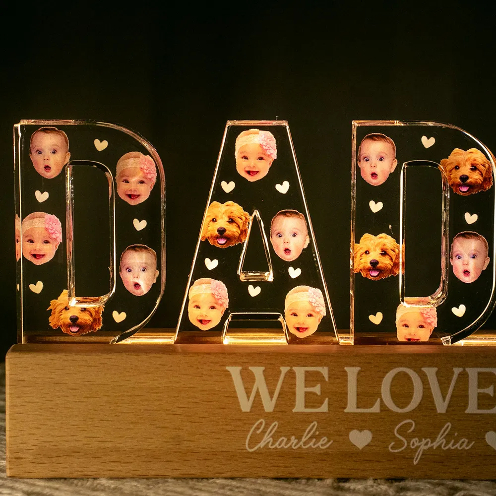 Father - Daddy We Love You -  Personalized Photo LED Night Light