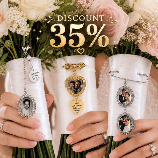 Personalized Memorial Bridal Bouquet Charm – Custom Photo Wedding Keepsake for Loved Ones in Heaven