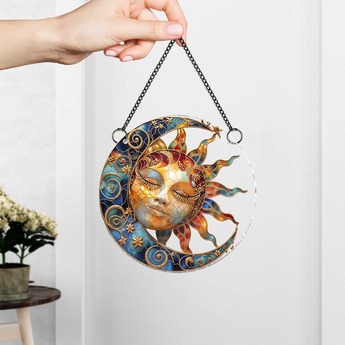 Moon & Sun Acrylic Hanging Decor - Personalized Suncatcher Ornament