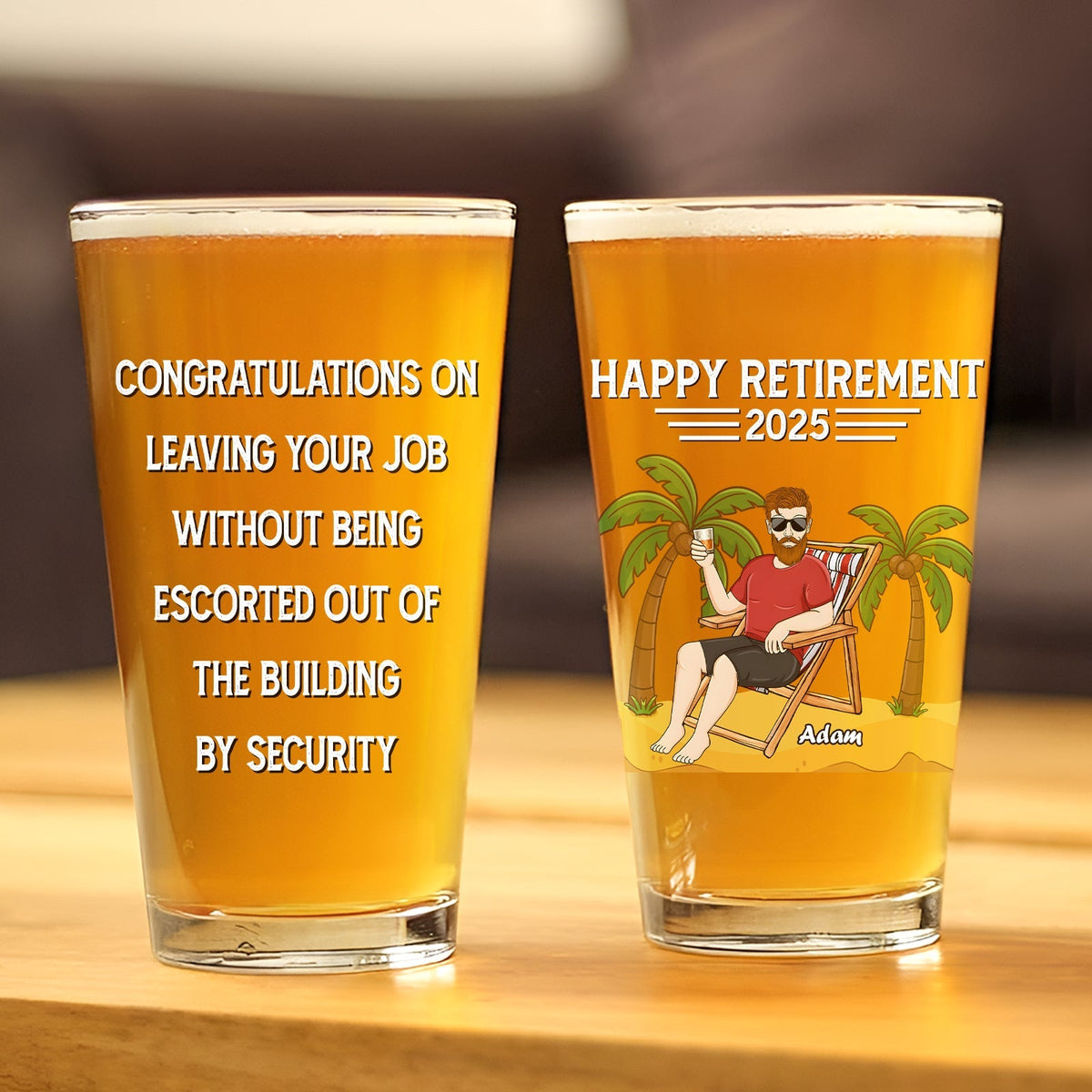 Retirement - Congratulations On Leaving Your Job Card - Personalized Beer Glass