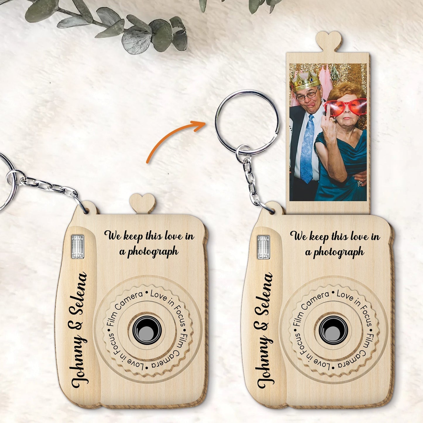 Couple - We Keep This Love In Photograph - Personalized Photo Wooden Slider Keychain