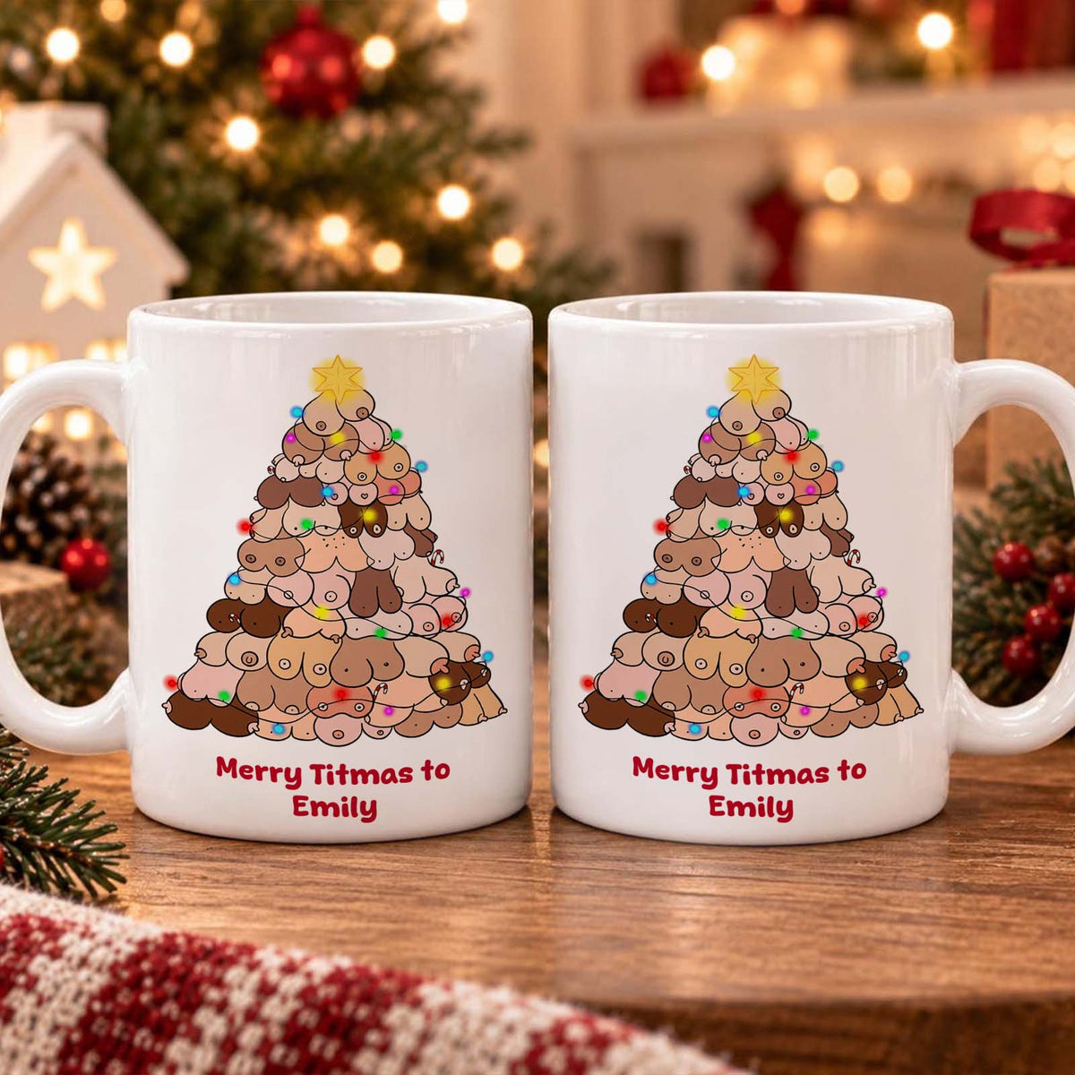 Personalized Christmas Ceramic Mug, Custom Name Holiday Coffee Cup, Christmas Gift