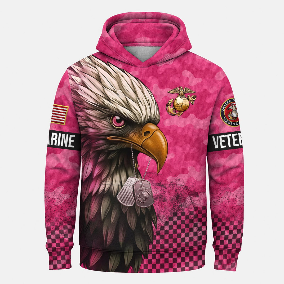 USMC Eagle Veteran Warrior Shirt - Full Print Camouflage