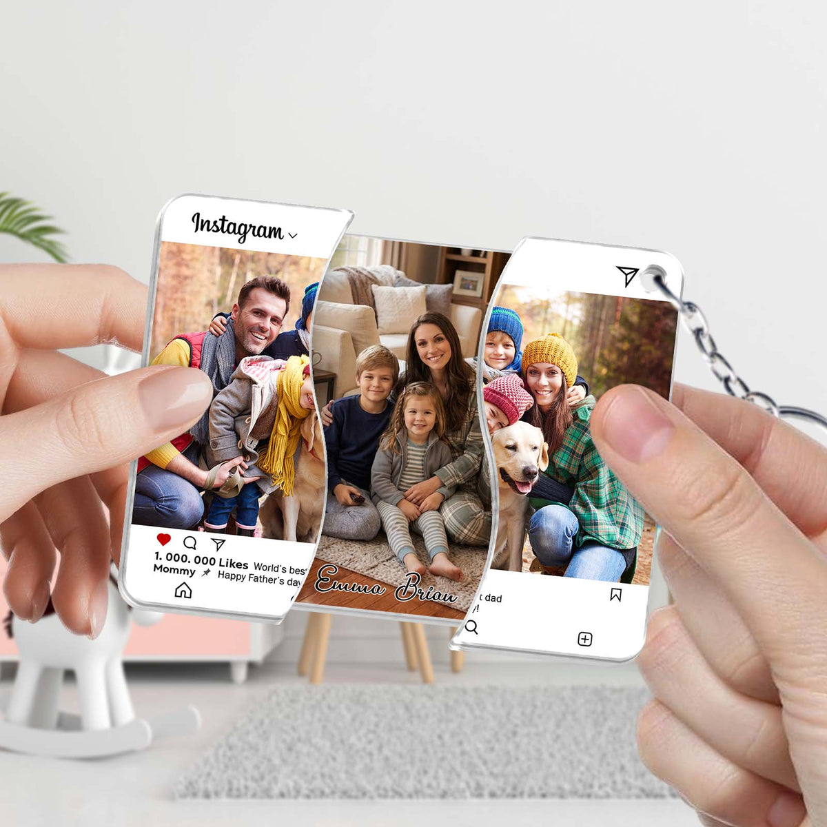 Personalized Hidden Slider Keychain – Custom Family Photo Reveal Gift