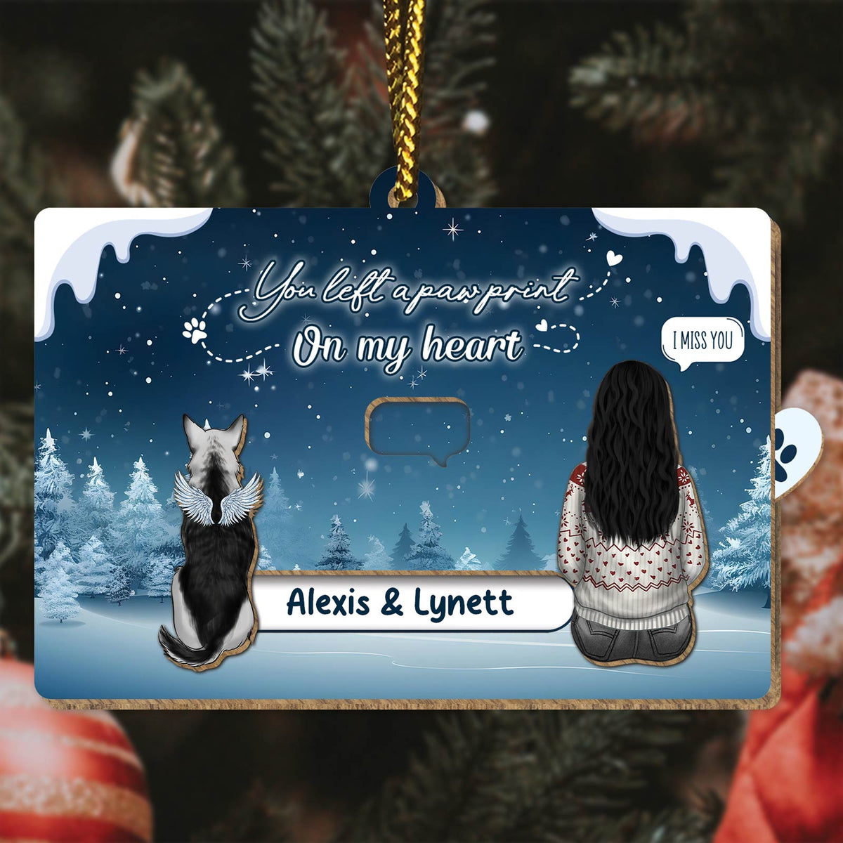 Pet Lover - Once By My Side, Forever In My Heart - Personalized Pet & You Wooden Slider Card Ver 2