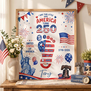 Personalized Baby Footprint Art – America 250 Anniversary Edition, Custom Birth Stats Nursery Decor