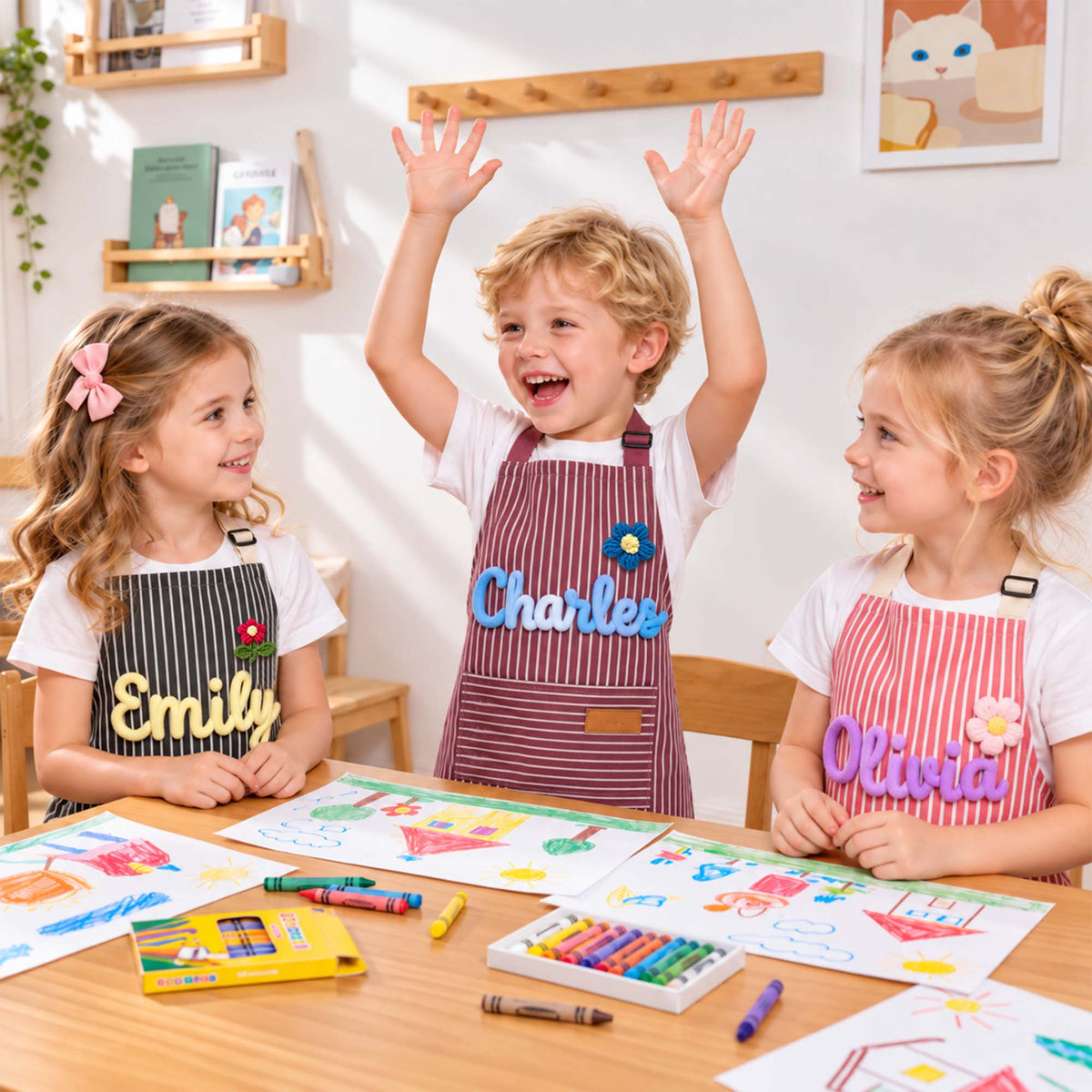 Tablier personnalisé – Prénom en lettres 3D en fil, joli cadeau de pâtisserie pour la famille