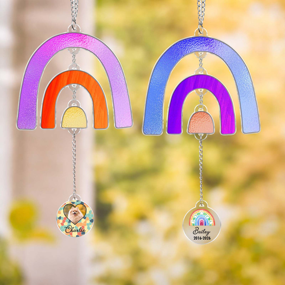Rainbow Bridge Pet Memorial Suncatcher – Personalized Acrylic Gift for Pet Lovers