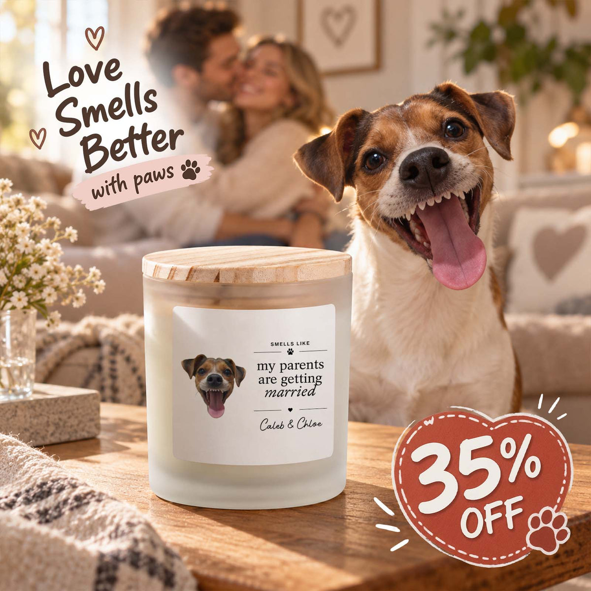 Smells Like My Parents Are Getting Married Candle - Custom Pet Photo Reveal Scented Candle for Couples