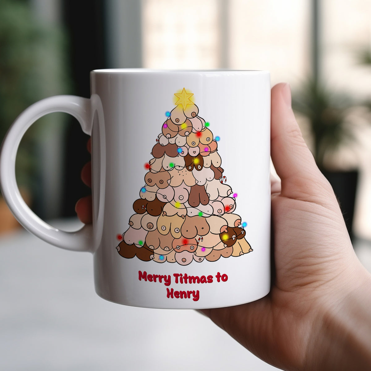 Mug en céramique personnalisé de Noël, tasse à café des fêtes avec prénom personnalisé, cadeau de Noël