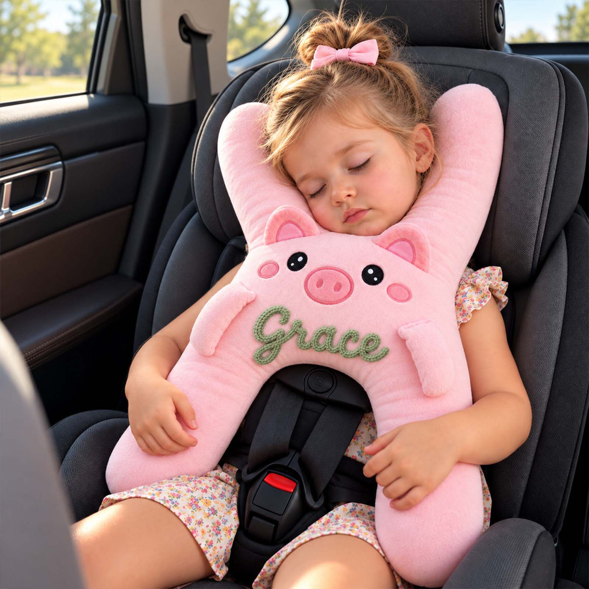 Personalized Car Sleeping Pillow, Custom Name Animal Plush Pillow for Kids