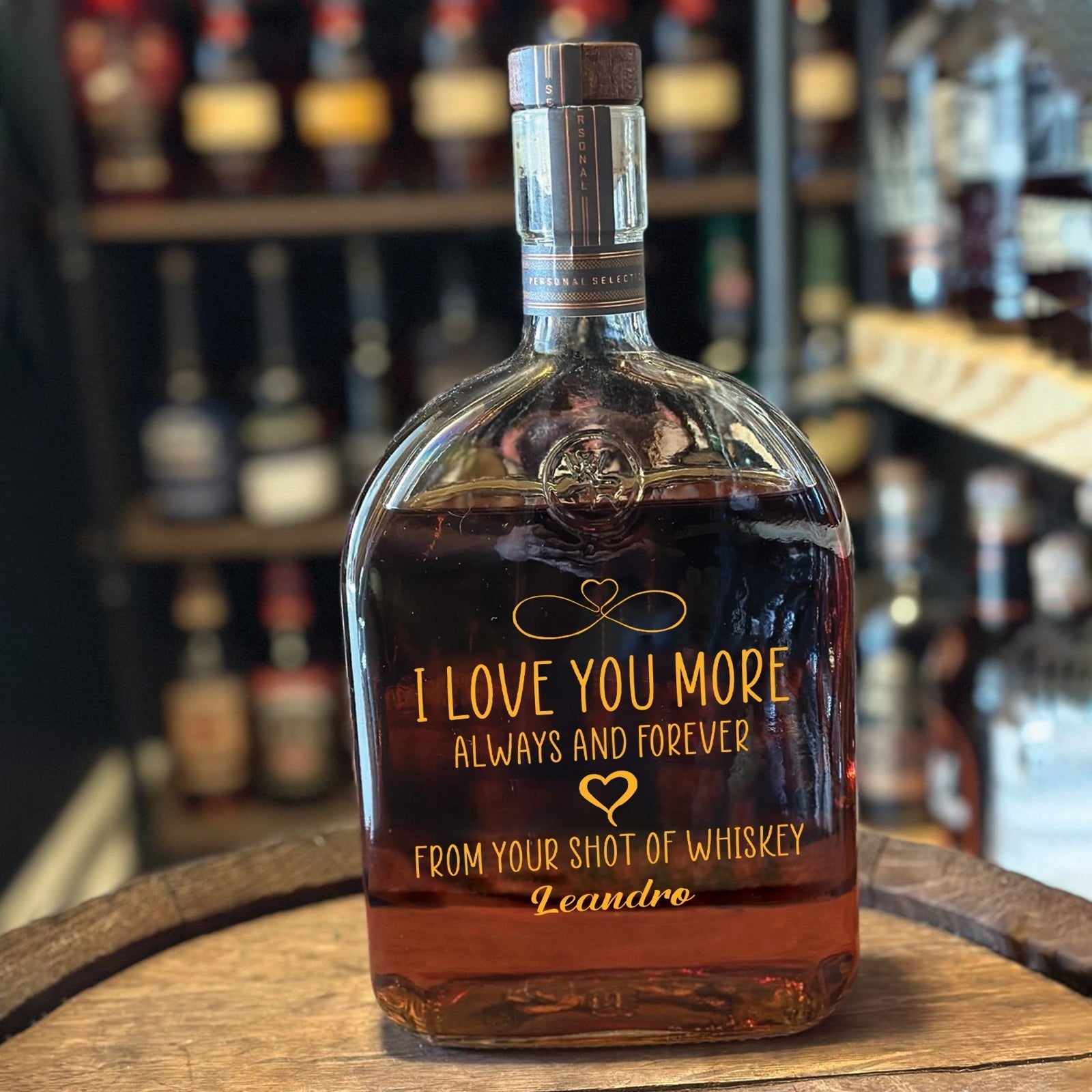 Personalized “I Love You” Whiskey Bottle – Custom Name Funny Gift for Couples