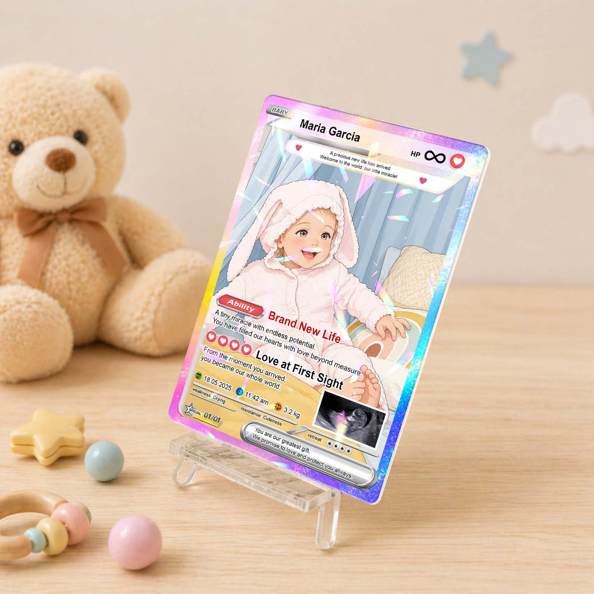 Personalized Baby Acrylic Card – Custom Baby Milestone Card & Keepsake