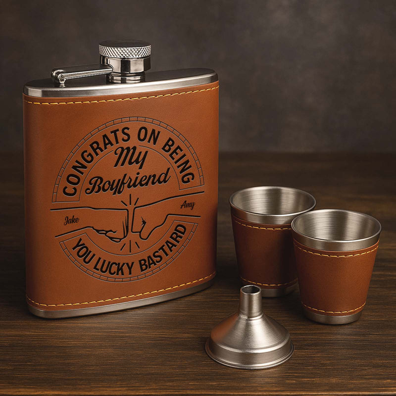 Friend - Congrats On Being My Brother - Personalized Leather Flask