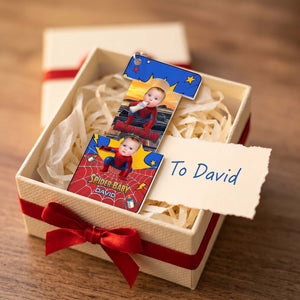 Personalized Spider-Baby Hidden Photo Keychain – Custom Baby Superhero Keepsake Gift