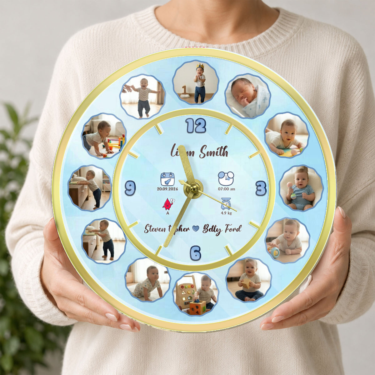 Custom Photo Baby Clock - Photo Wall Clock, Baby Gift for Nursery, Birthday
