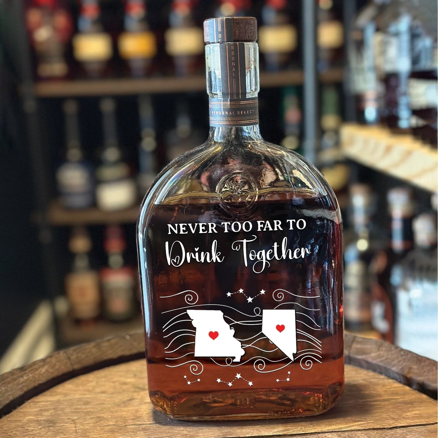 No Matter The Distance – Personalized Whiskey Bottle