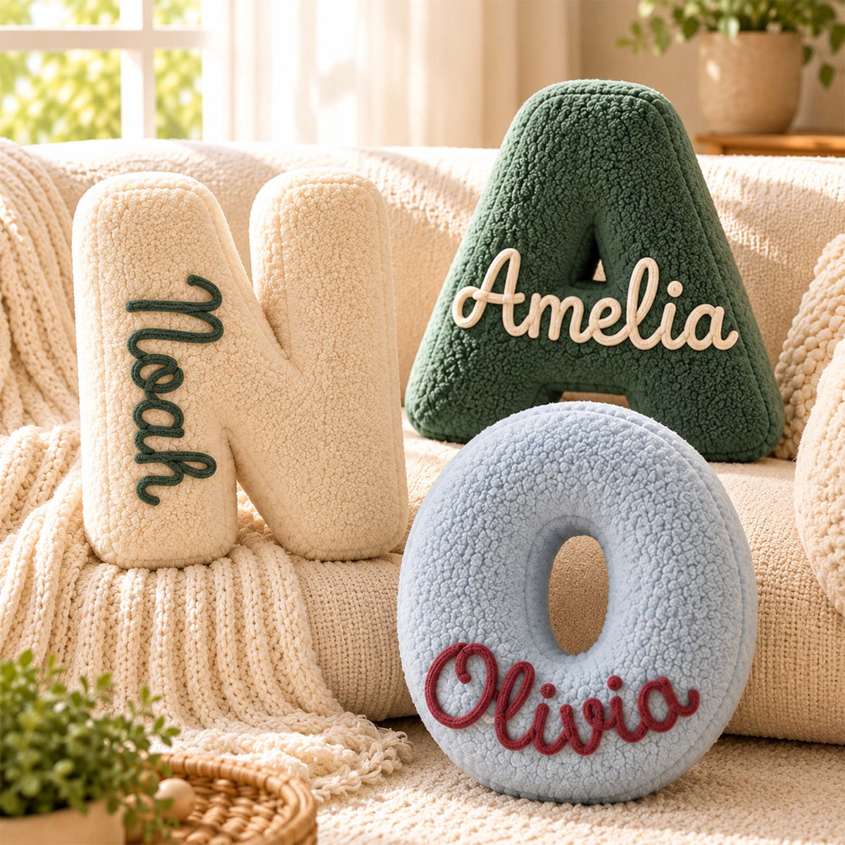 Personalized Letter Pillow with Embroidered Name - Custom Alphabet Throw Pillow for Nursery & Home Decor