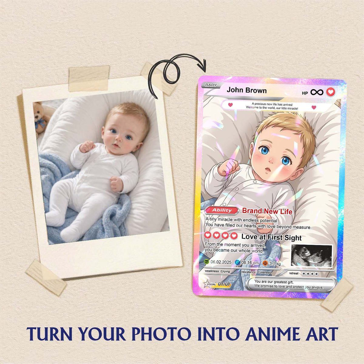 Personalized Baby Acrylic Card – Custom Baby Milestone Card & Keepsake