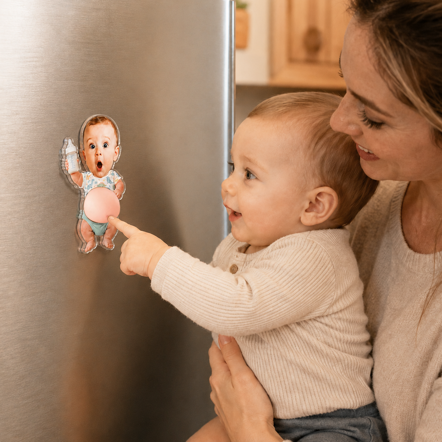 Custom 3D Baby Face Squishy Belly Fridge Magnet, Personalized Baby Keepsake Gift for Mom & Dad