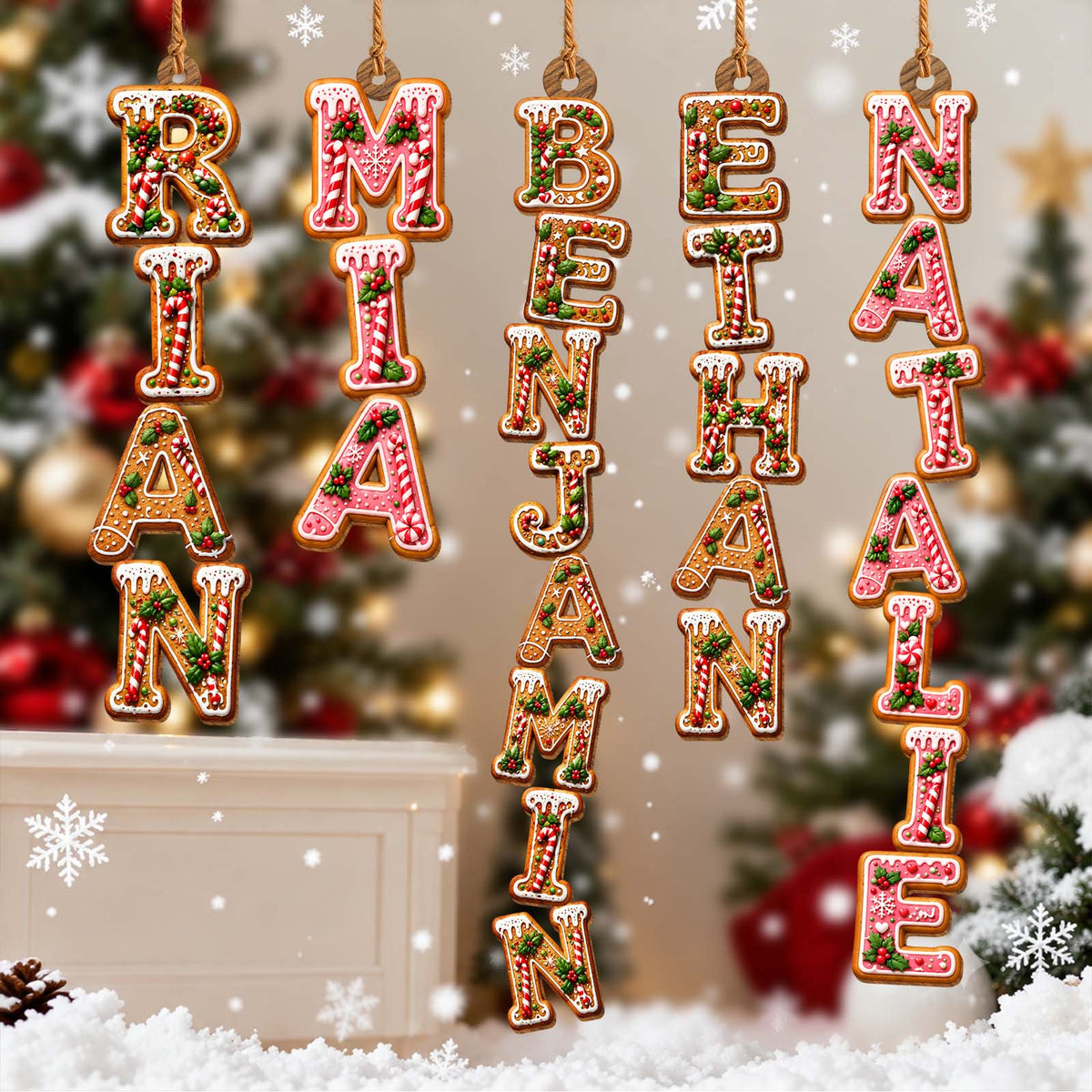 Personalized Christmas Name Wooden Ornament, Custom Holiday Tree Decoration