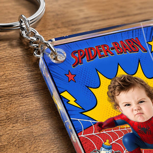 Personalized Spider-Baby Hidden Photo Keychain II – Custom Baby Picture Reveal Gift