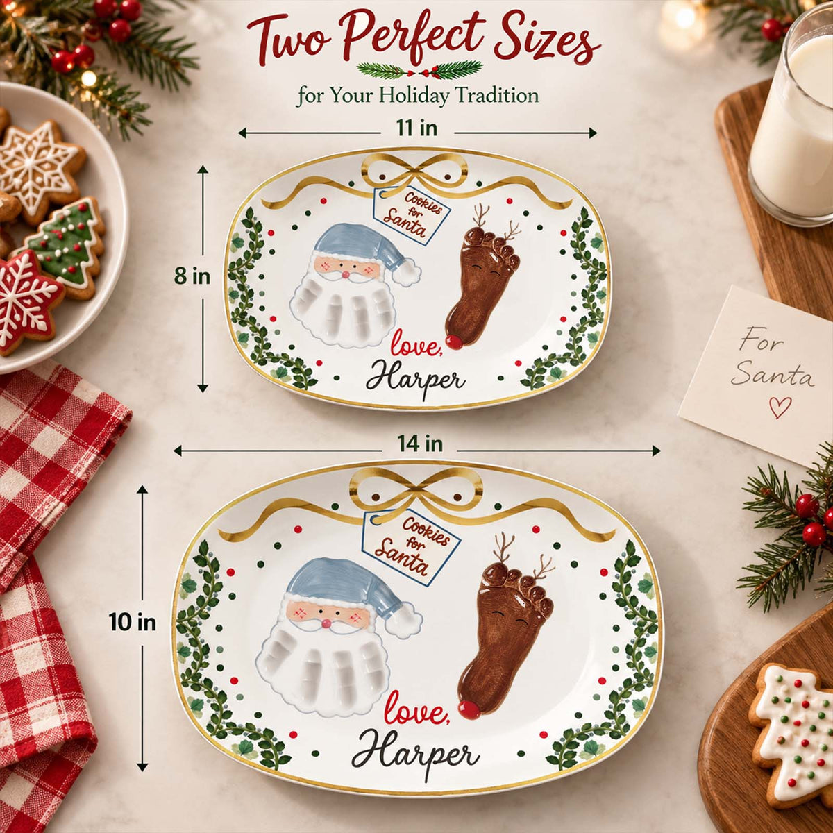 Personalized Christmas Resin Plate, Custom Name Holiday Serving Plate
