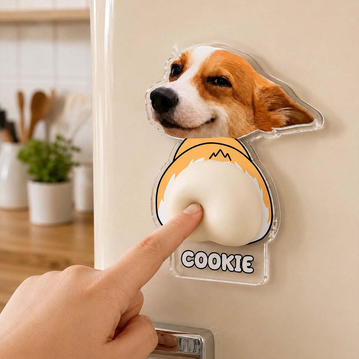 Personalized Pet Face Squishy Butt Fridge Magnet – Custom Dog & Cat Acrylic Funny Gift for Pet Lovers