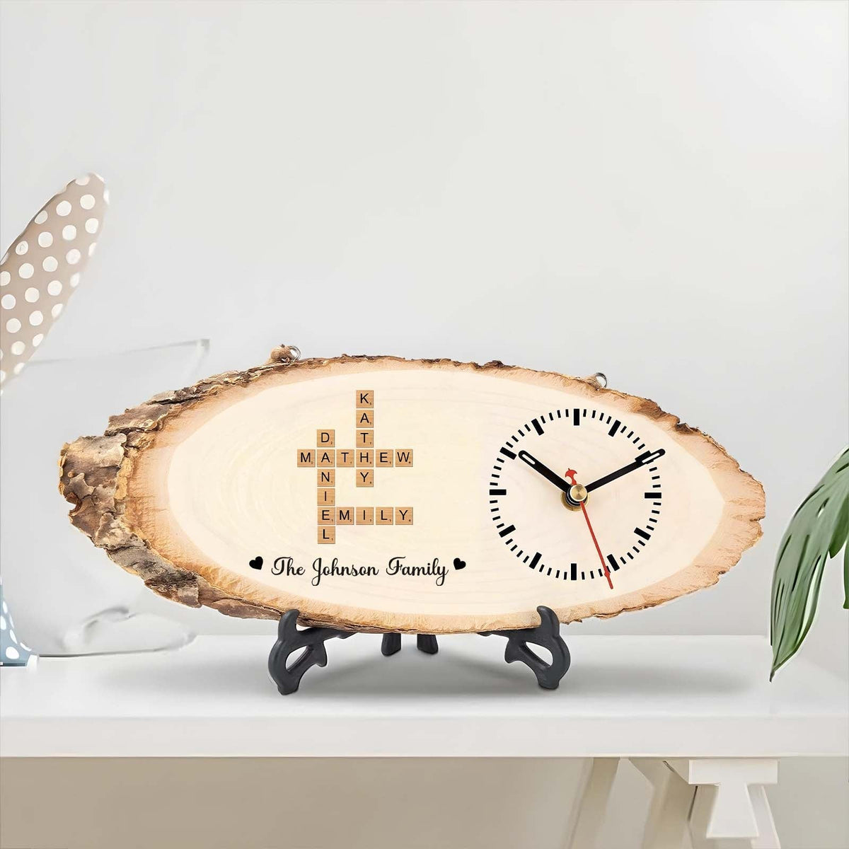 Family - Personalized Crossword Wooden Clock