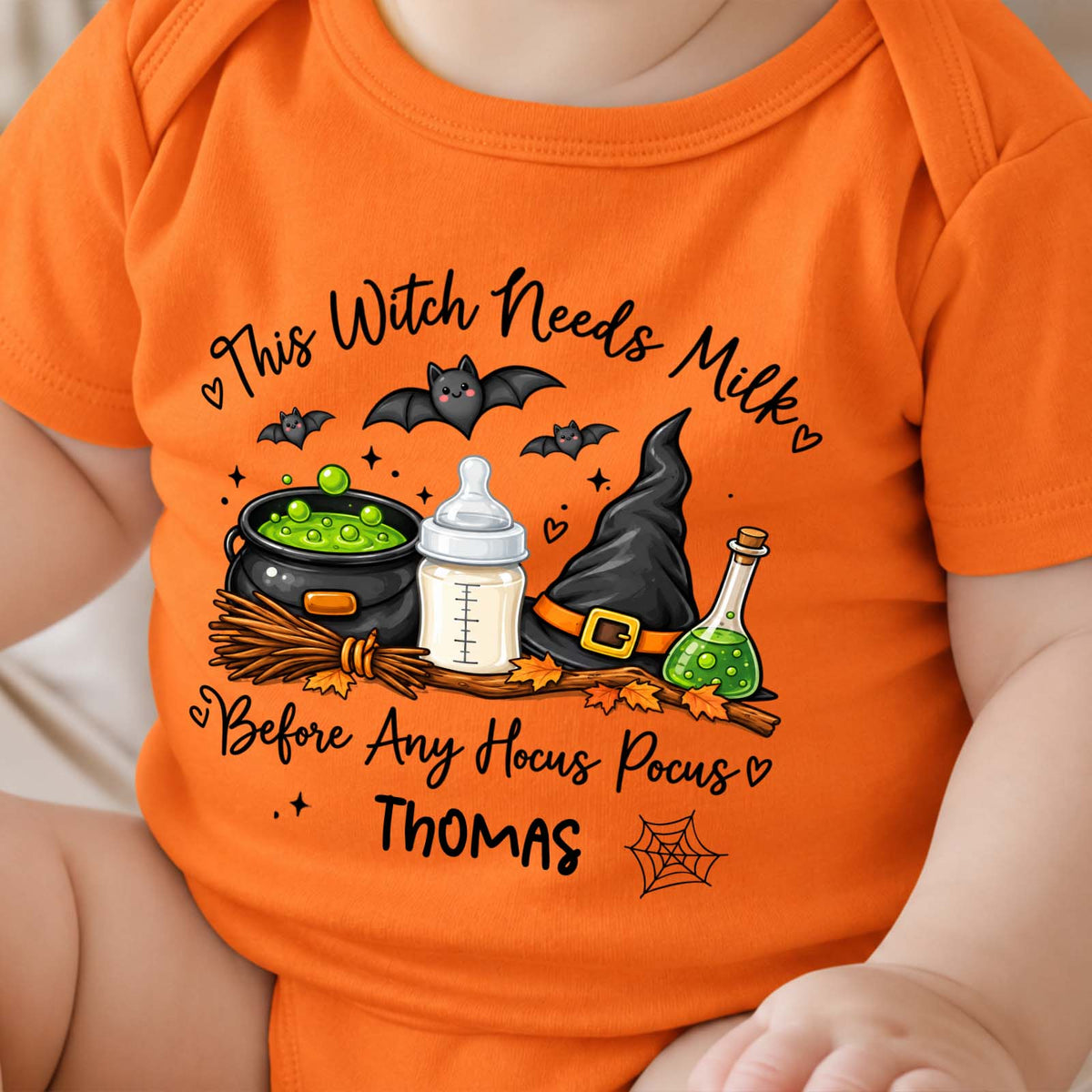 Personalized Hocus Pocus Baby Bodysuit - Custom Baby Name Halloween Outfit, Funny Witch-Themed Newborn Gift