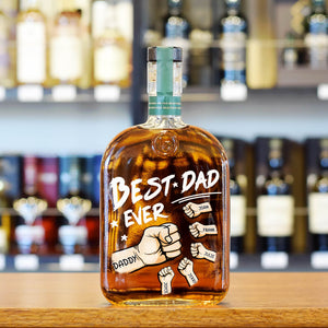 Personalized Fist Bump “Best Dad Ever” Whiskey Bottle – Custom Kids Names