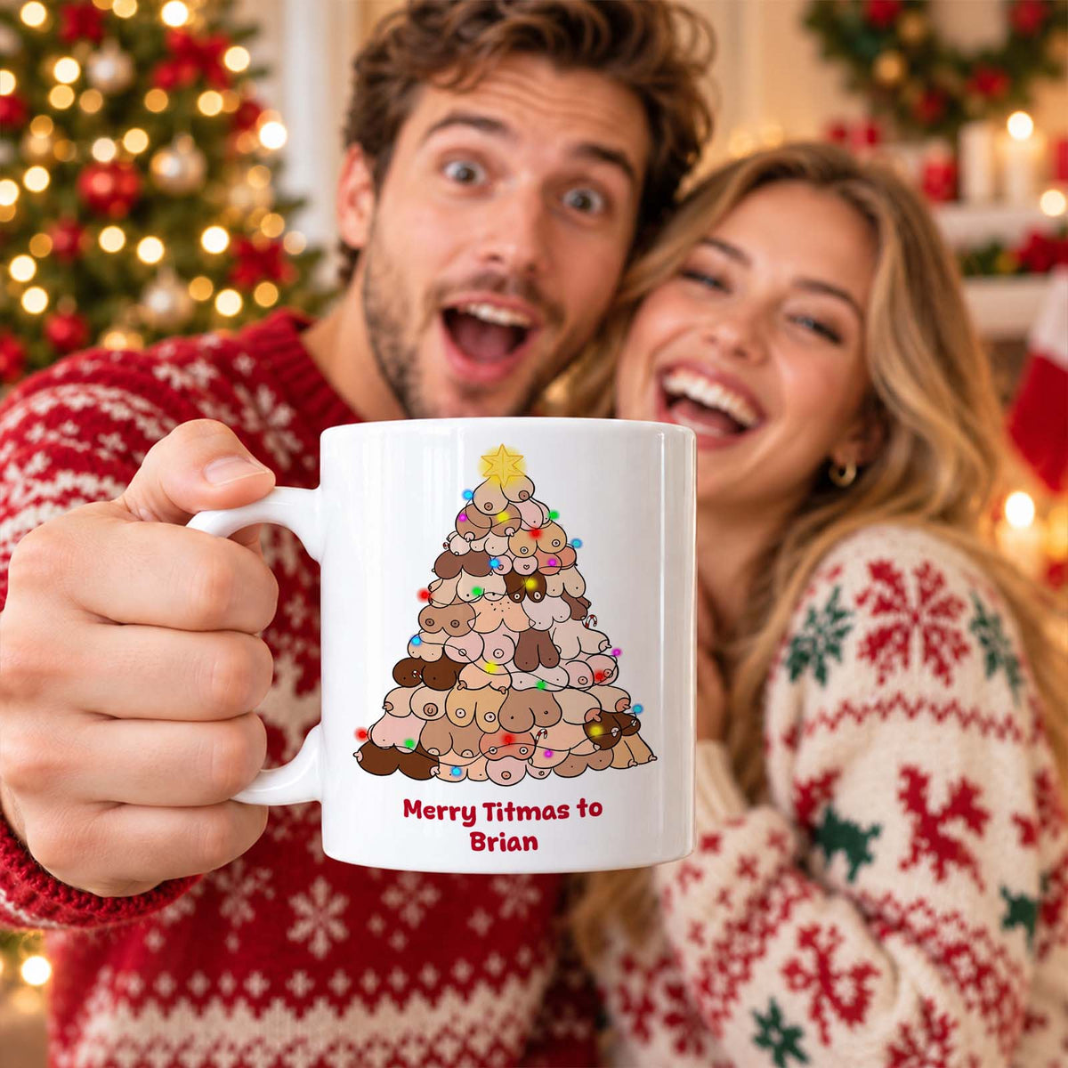 Personalized Christmas Ceramic Mug, Custom Name Holiday Coffee Cup, Christmas Gift