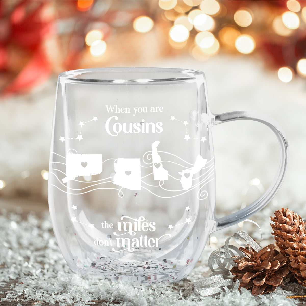 When You Are Brothers, The Miles Don't Matter - Personalized Double Walled Glass Cup
