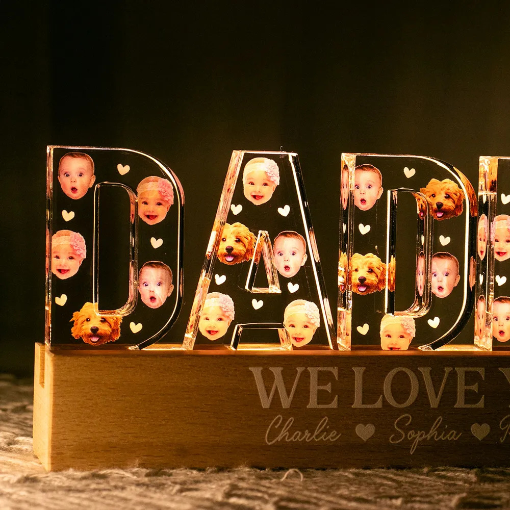 Father - Daddy We Love You -  Personalized Photo LED Night Light