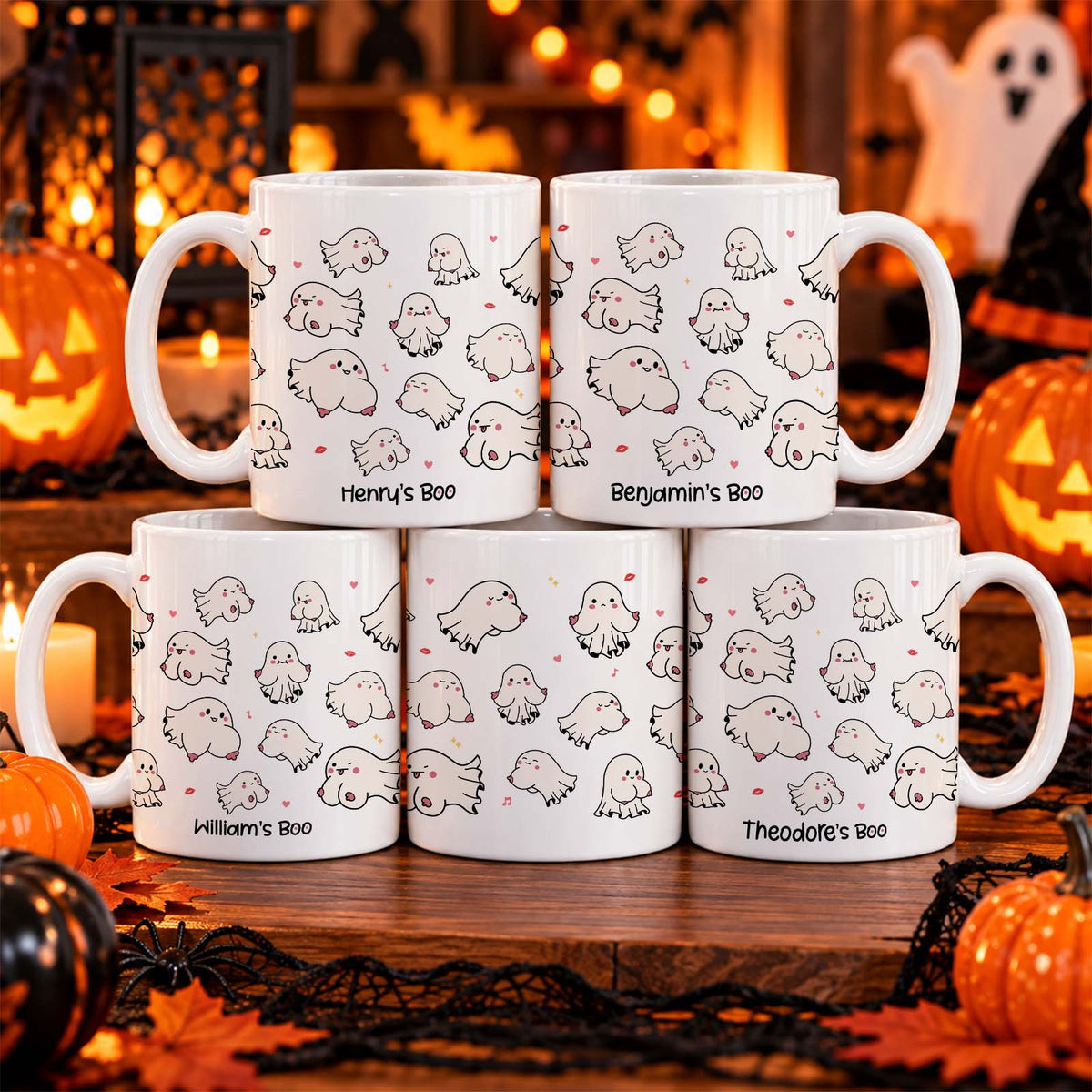 Personalized Ghost Mug – Custom Name Halloween Coffee Cup, Funny Spooky Gift