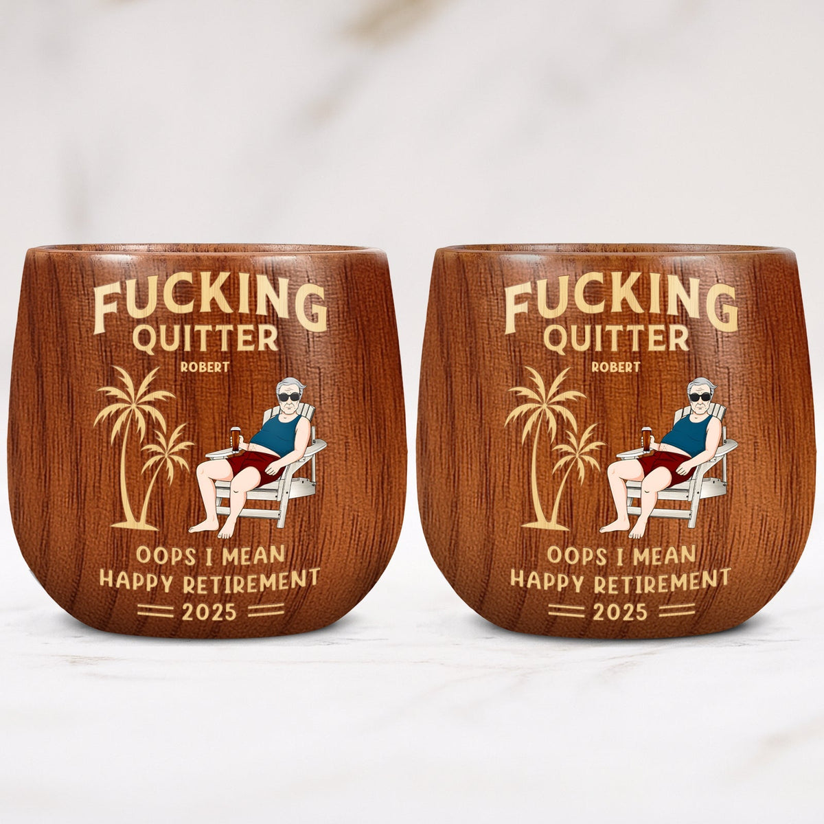 Retirement - Personalized Wooden Bourbon Drinking Glass
