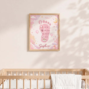 Personalized Baby Footprint Print – Custom Nursery Decoration, Keepsake Gift, Gift for Mom & Dad