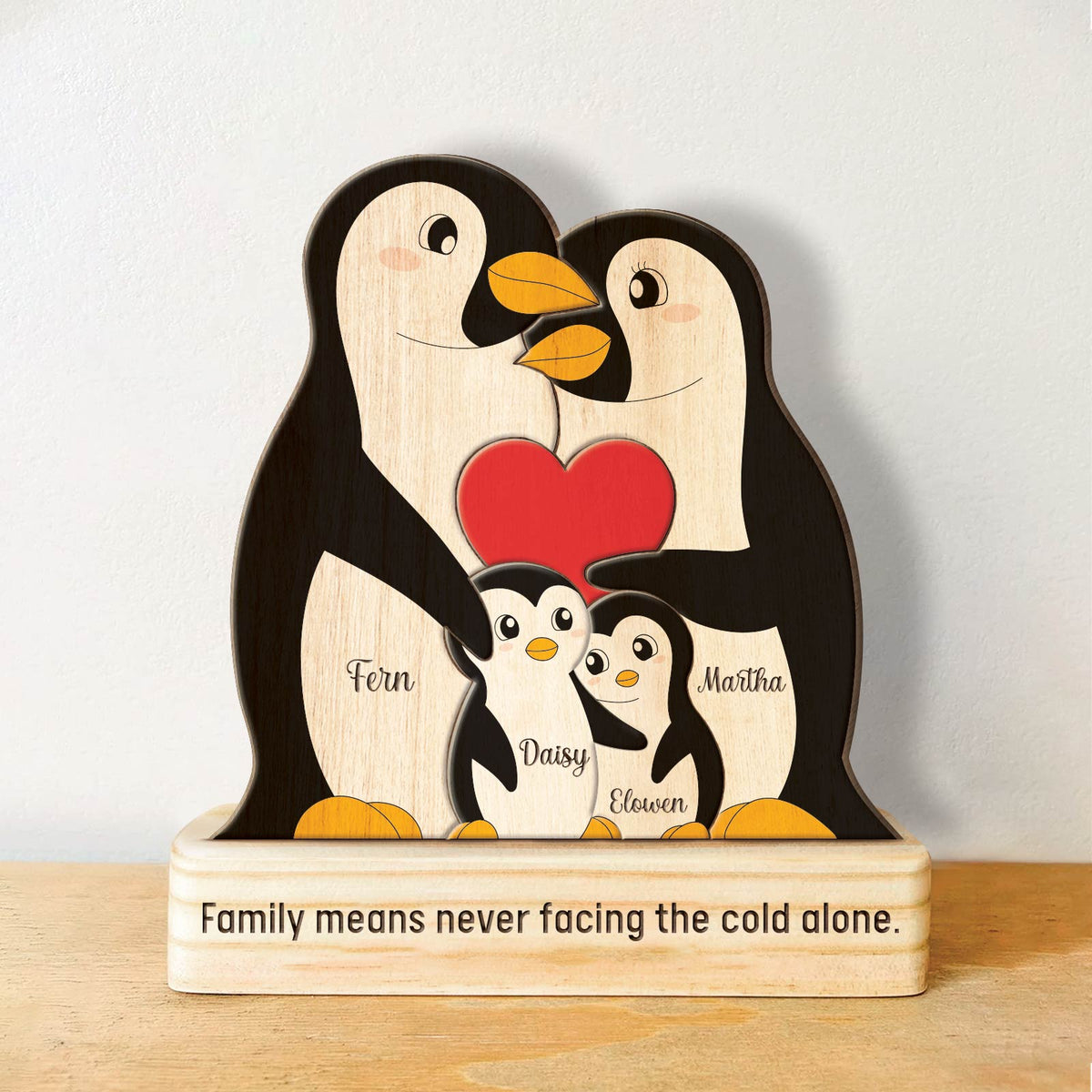 Famille - Quand les manchots trouvent leur partenaire, ils restent ensemble pour toujours - Puzzle en bois personnalisé avec des manchots