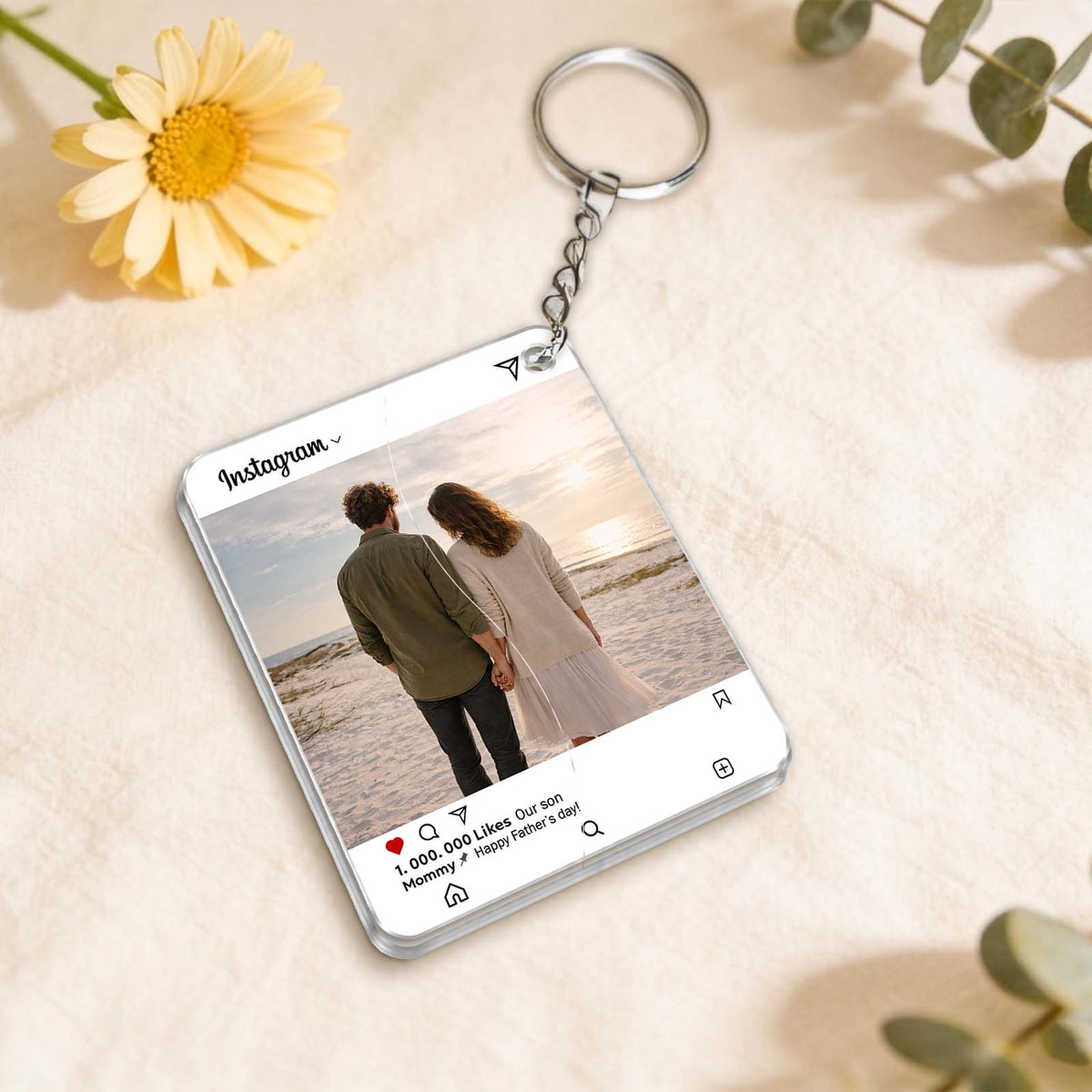 Personalized Hidden Slider Keychain – Custom Family Photo Reveal Gift
