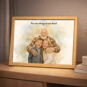 Personalized Wooden Light Up Photo Frame – In Memory of Grandpa, LED Frame