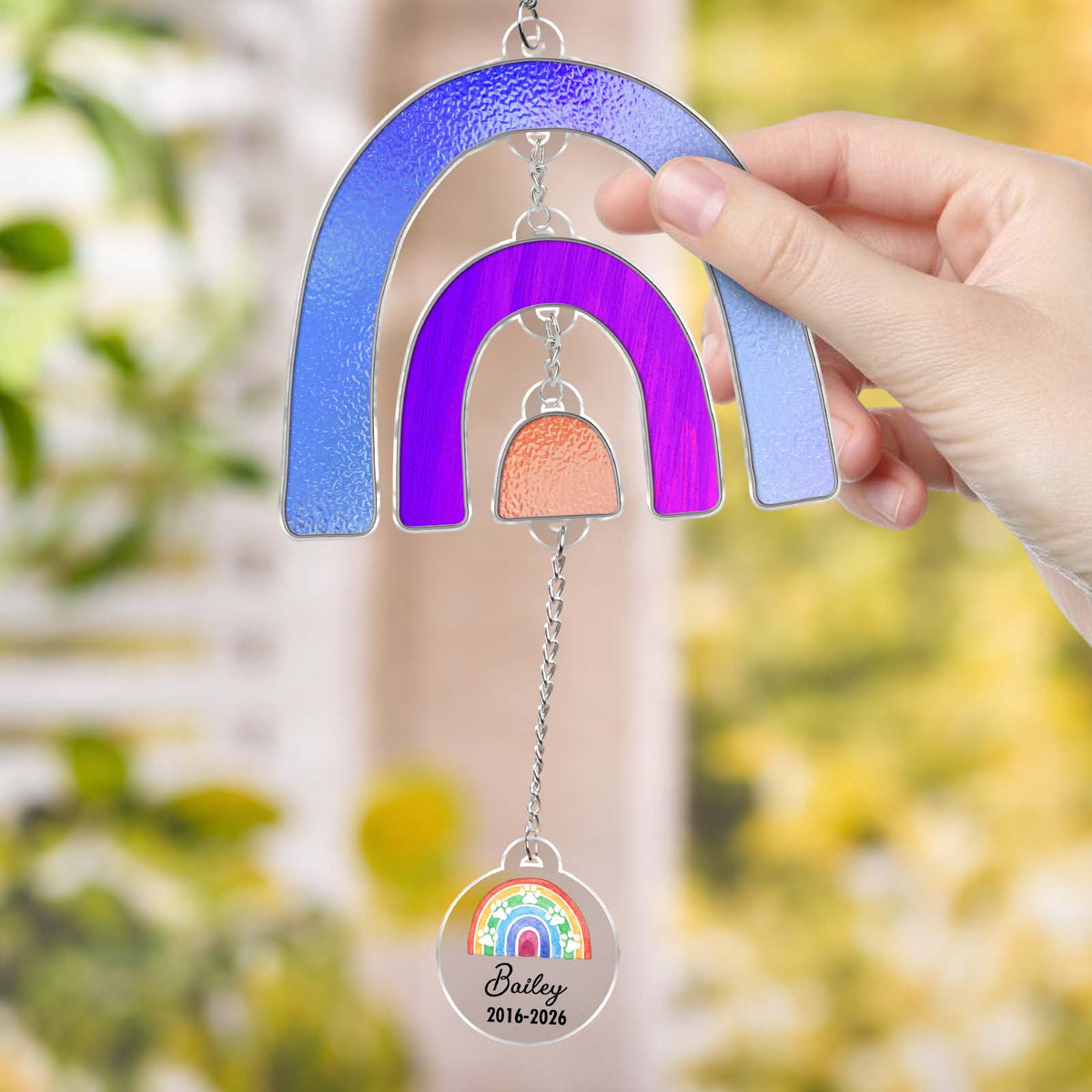 Rainbow Bridge Pet Memorial Suncatcher – Personalized Acrylic Gift for Pet Lovers