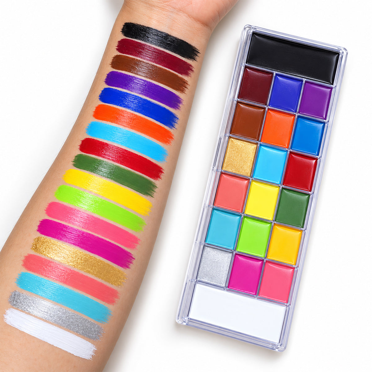 20 Colors Professional Face and Body Oil Paint Set - Washable Body Painting Makeup Palette with Brushes for Halloween, Cosplay, Party & Kids