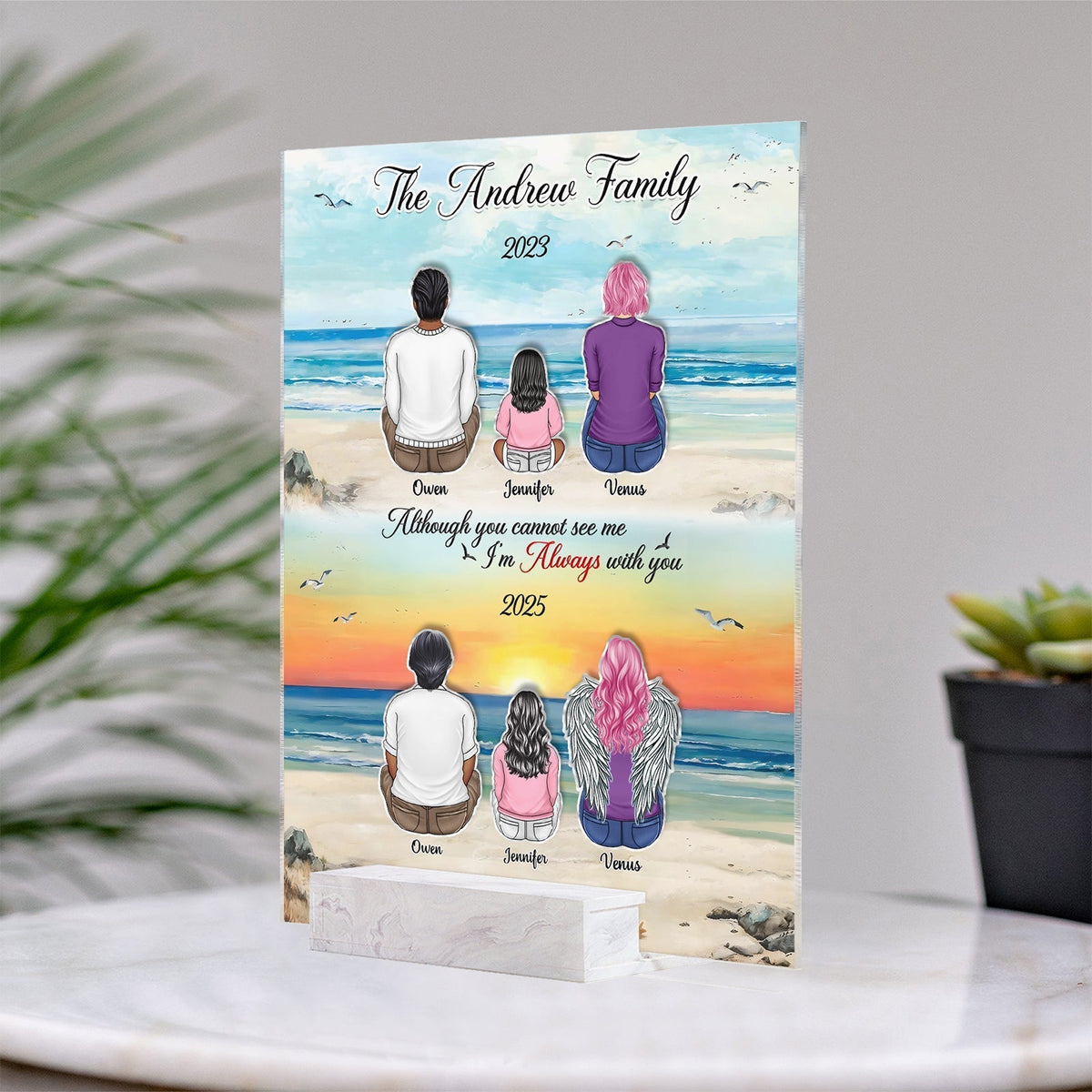 Family - Although You Cannot See Me I'm Always With You - Personalized 2-Layered Acrylic Plaque