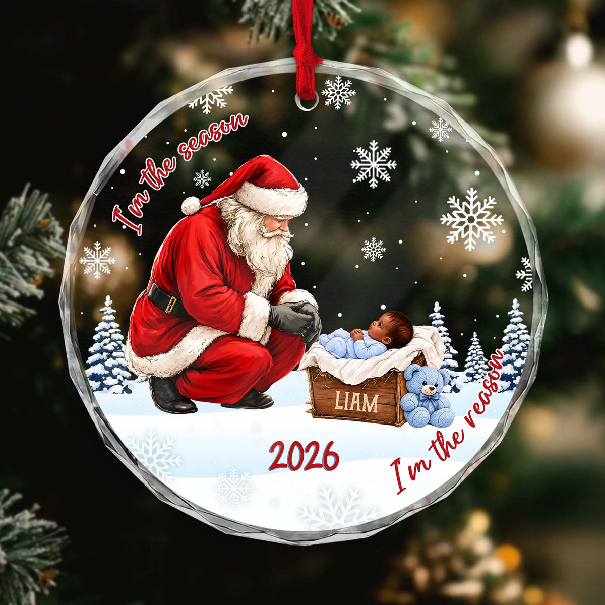 Personalized Glass Christmas Ornament, Custom Baby's First Christmas Keepsake