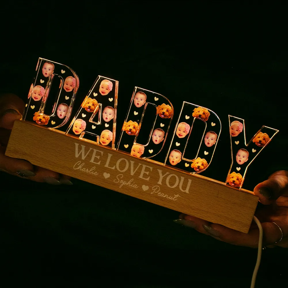 Father - Daddy We Love You -  Personalized Photo LED Night Light