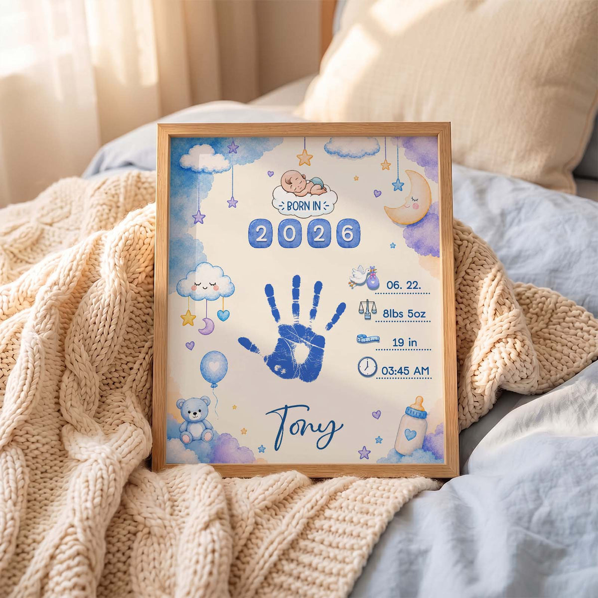 Personalized DIY Baby Footprint Frame – Custom Nursery Keepsake, Baby Footprint Kit, Gift for Mom & Dad