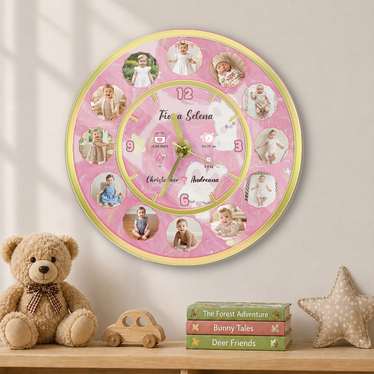 Custom Photo Baby Clock - Photo Wall Clock, Baby Gift for Nursery, Birthday